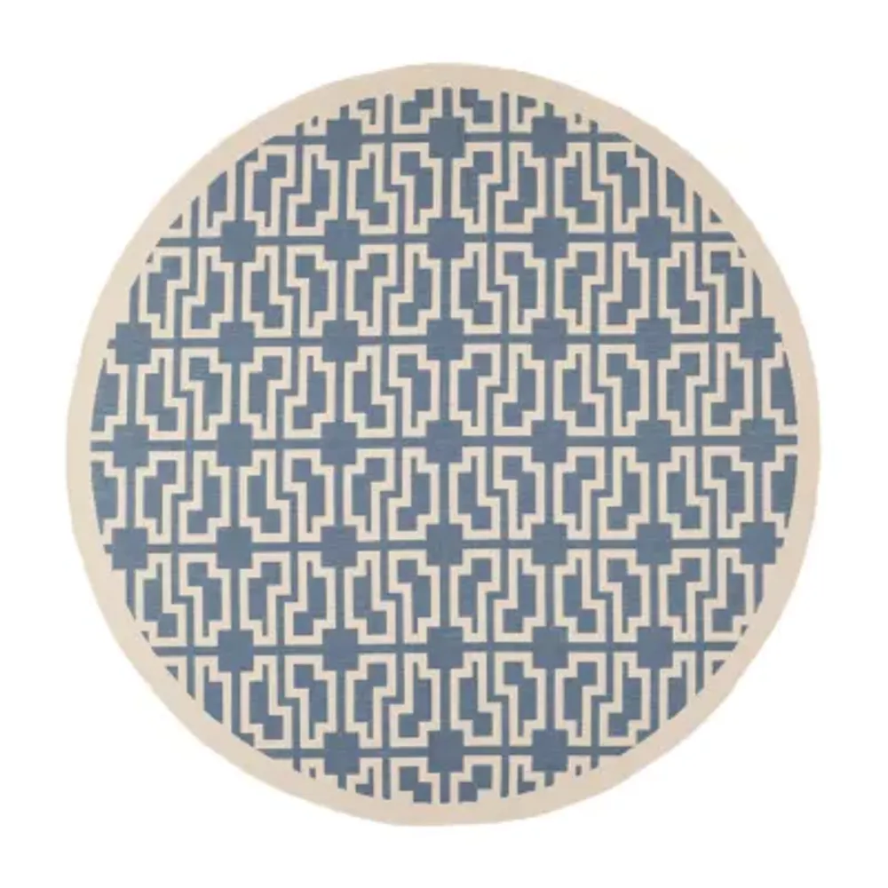 Safavieh Courtyard Collection Eddie Geometric Indoor/Outdoor Round Area Rug