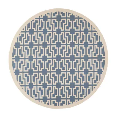 Safavieh Courtyard Collection Eddie Geometric Indoor/Outdoor Round Area Rug