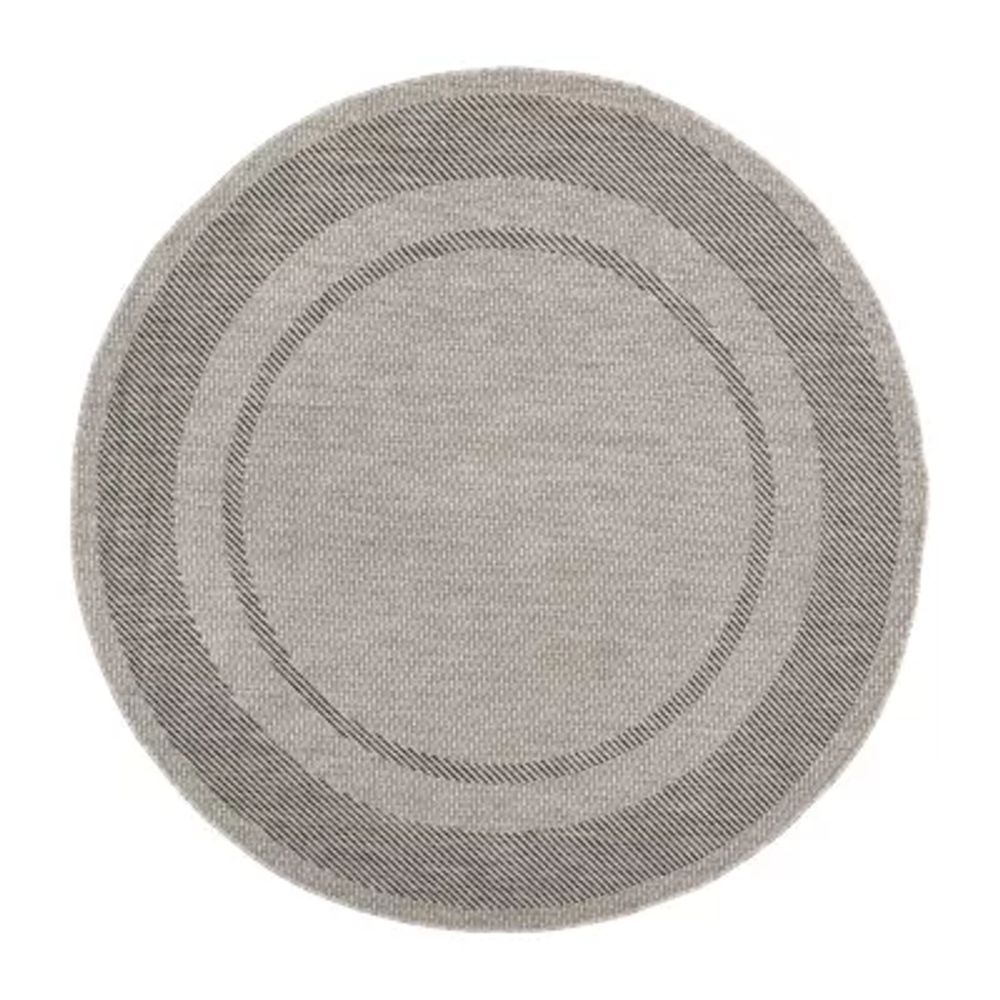 Safavieh Courtyard Collection Lorna Stripe Indoor/Outdoor Round Area Rug