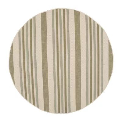 Safavieh Courtyard Collection Ercan Stripe Indoor/Outdoor Round Area Rug