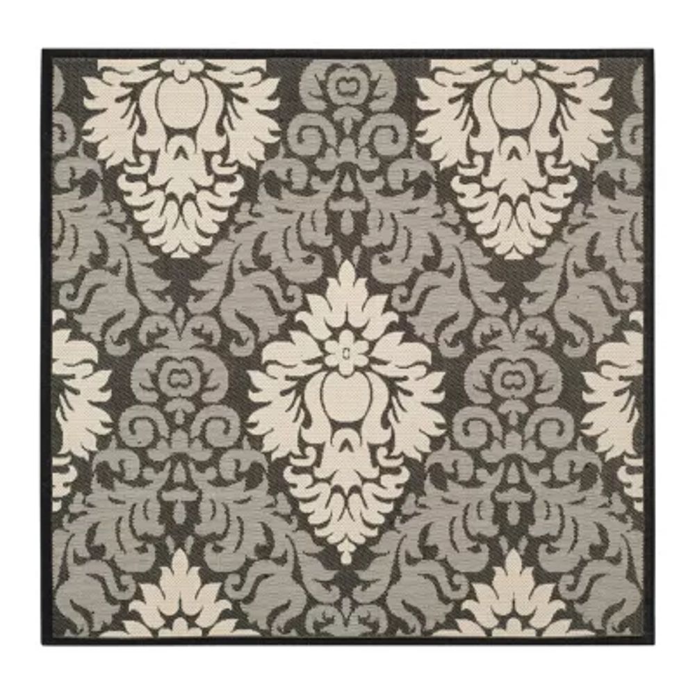 Safavieh Courtyard Collection Louise Damask Indoor/Outdoor Square Area Rug