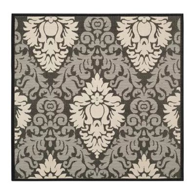 Safavieh Courtyard Collection Louise Damask Indoor/Outdoor Square Area Rug