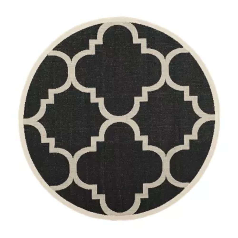 Safavieh Courtyard Collection Gina Geometric Indoor/Outdoor Round Area Rug