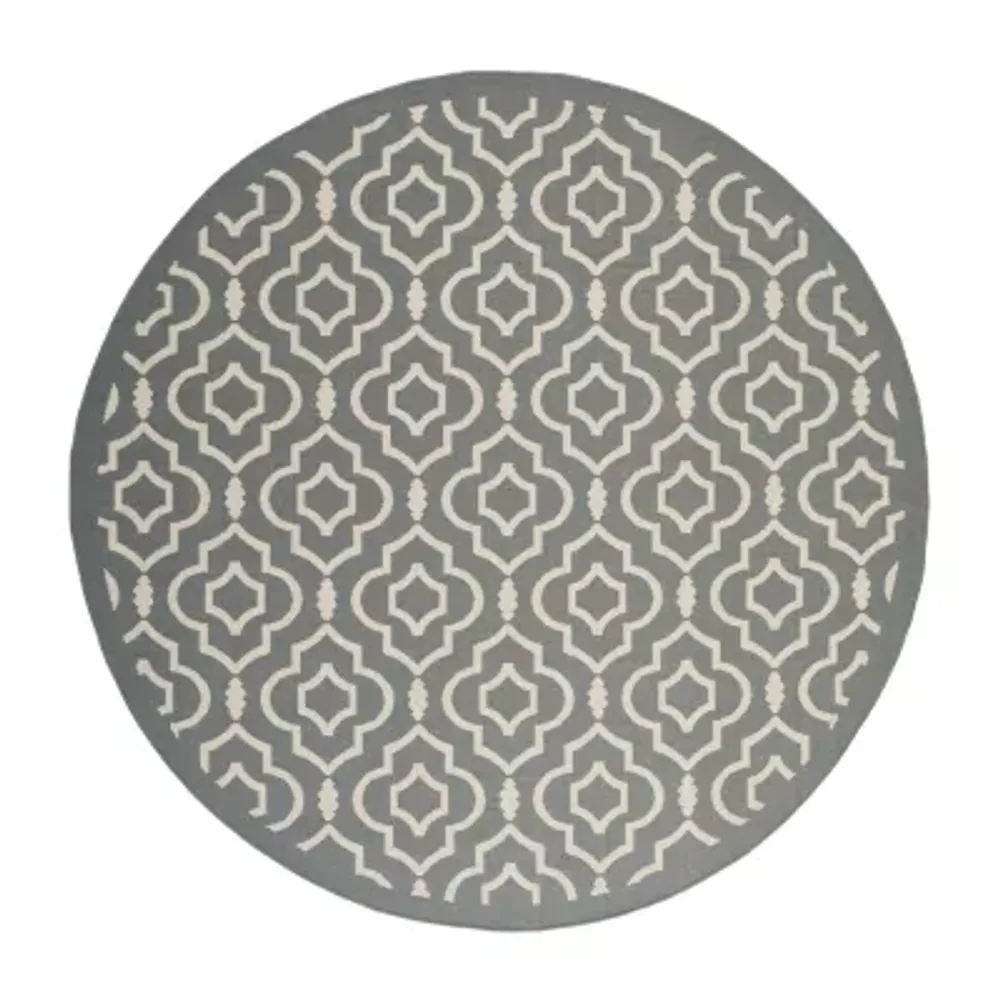 Safavieh Courtyard Collection Meryll Geometric Indoor/Outdoor Round Area Rug