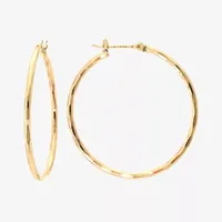 Silver Reflections 24K Gold Over Brass 40MM Diamond Cut  Hoop Earrings