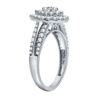 Signature By Modern Bride Womens 1 1/2 CT. T.W. Natural Diamond 14K White Gold Pear Side Stone Halo Bridal Set