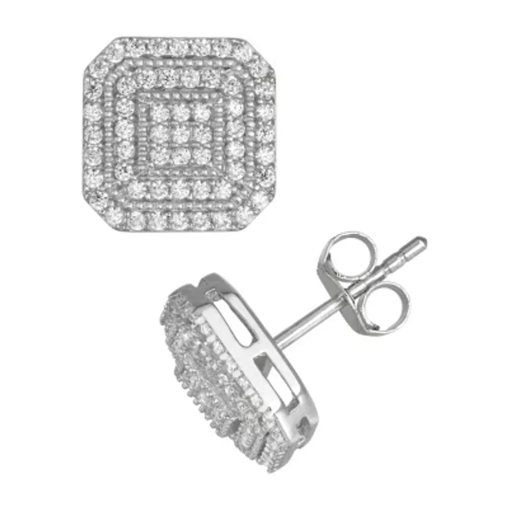 1 1/2 CT. White Cubic Zirconia Sterling Silver 10mm Stud Earrings