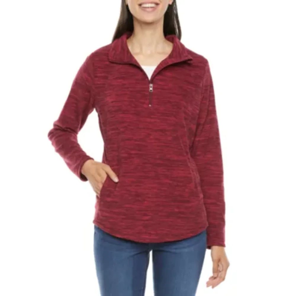 St. John's Bay Womens Long Sleeve Polar Fleece Quarter-Zip Pullover