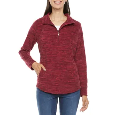 St. John's Bay Womens Long Sleeve Polar Fleece Quarter-Zip Pullover