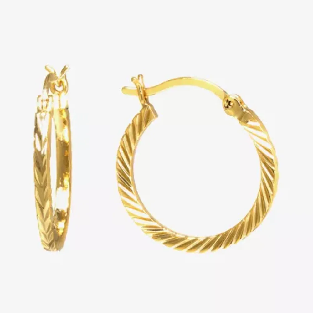 Silver Reflections 24K Gold Over Brass Hoop Earrings