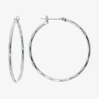 Silver Reflections Pure Silver Over Brass Hoop Earrings