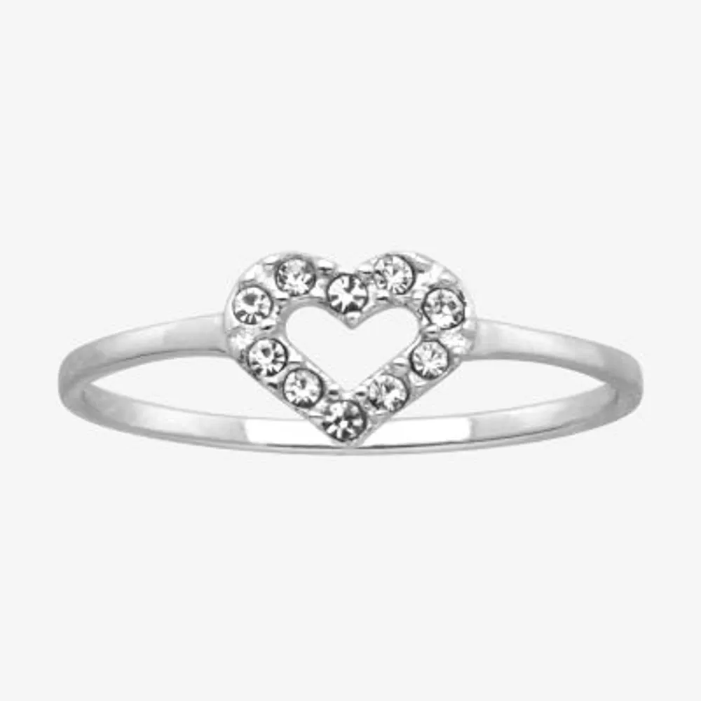 Itsy Bitsy Crystal Sterling Silver Heart Band