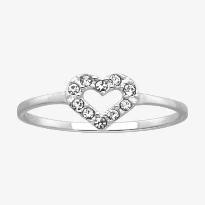 Itsy Bitsy Crystal Sterling Silver Heart Band
