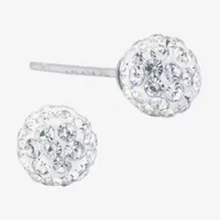 Silver Treasures Crystal Sterling Silver 6.1mm Round Stud Earrings