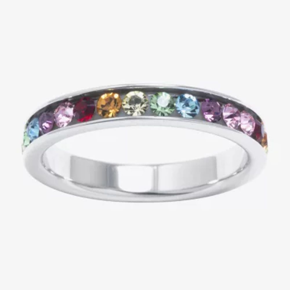 Sparkle Allure Womens Multi Color Crystal Pure Silver Over Brass Band
