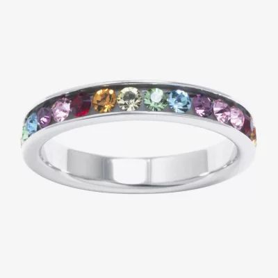 Sparkle Allure Womens Multi Color Crystal Pure Silver Over Brass Band