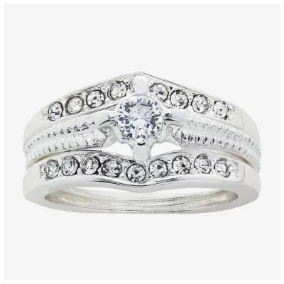 Sparkle Allure Womens White Cubic Zirconia Pure Silver Over Brass Ring Sets