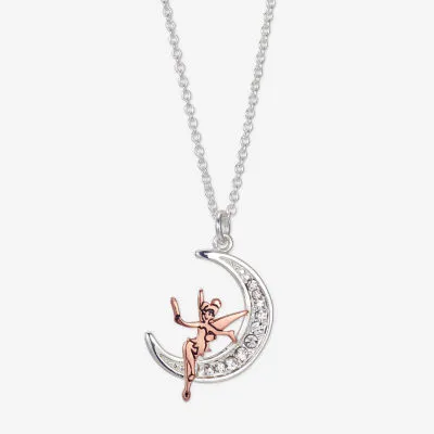 Disney Classics Crystal Pure Silver Over Brass 18 Inch Cable Moon Tinker Bell Pendant Necklace