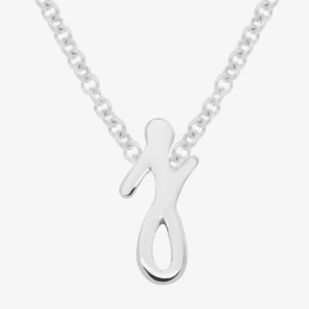 Itsy Bitsy Initial Sterling Silver 17 Inch Cable Pendant Necklace