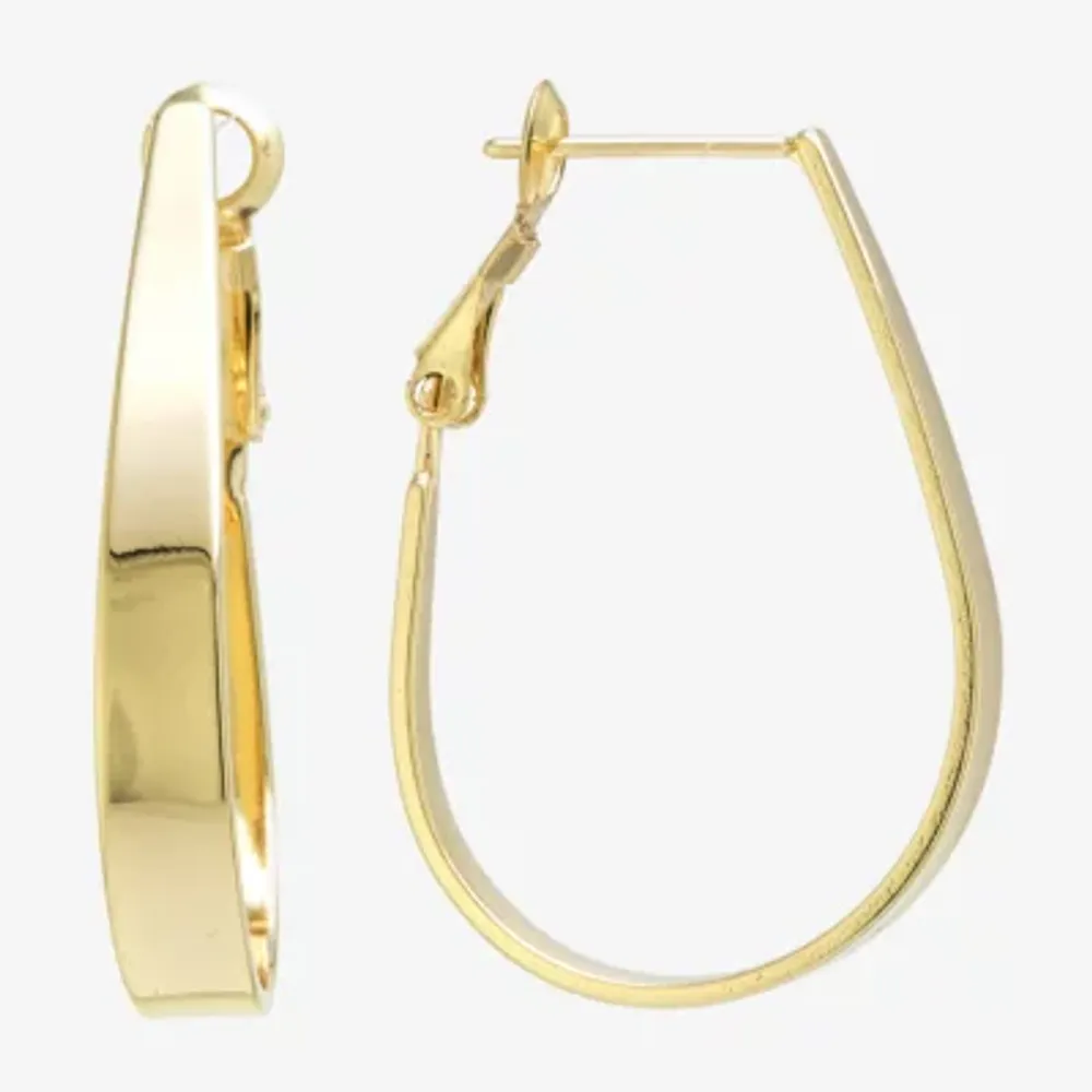 Silver Reflections 24K Gold Over Brass Oval Hoop Earrings