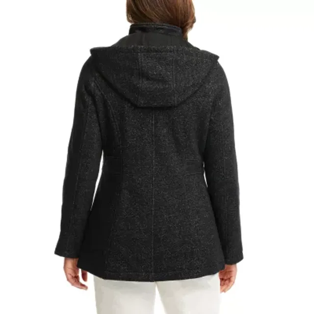 Liz Claiborne Womens Plus Fleece Hooded Removable Hood Midweight Jacket,  Color: Black - JCPenney