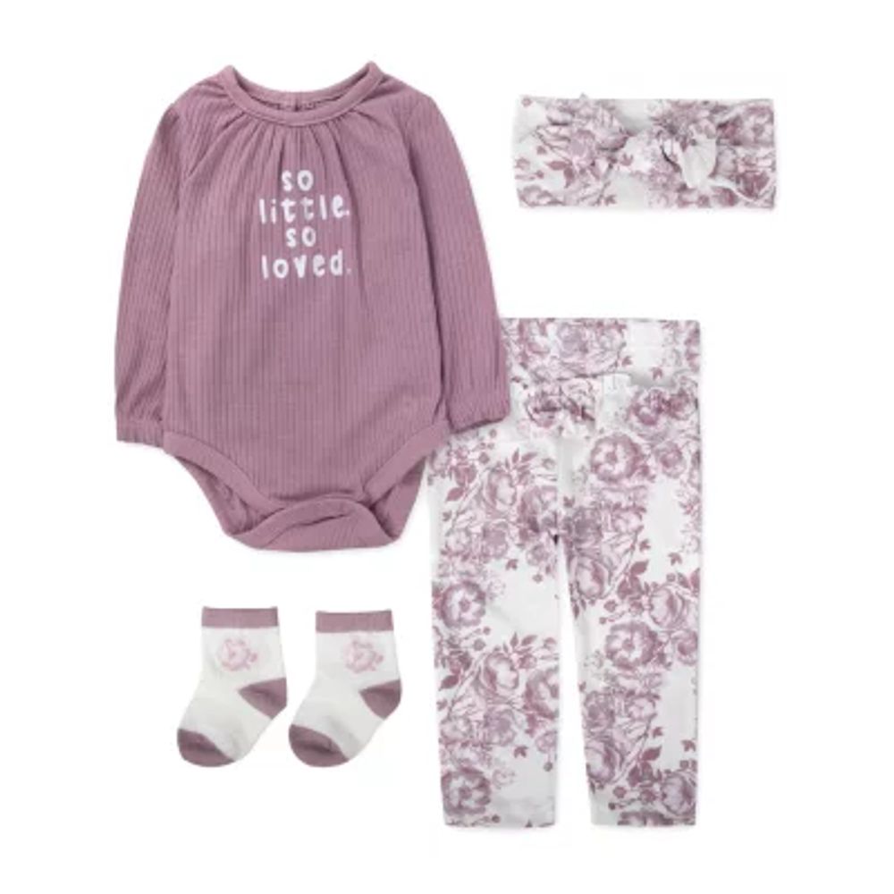 Baby Essentials Baby Girls 4-pc. Pant Set