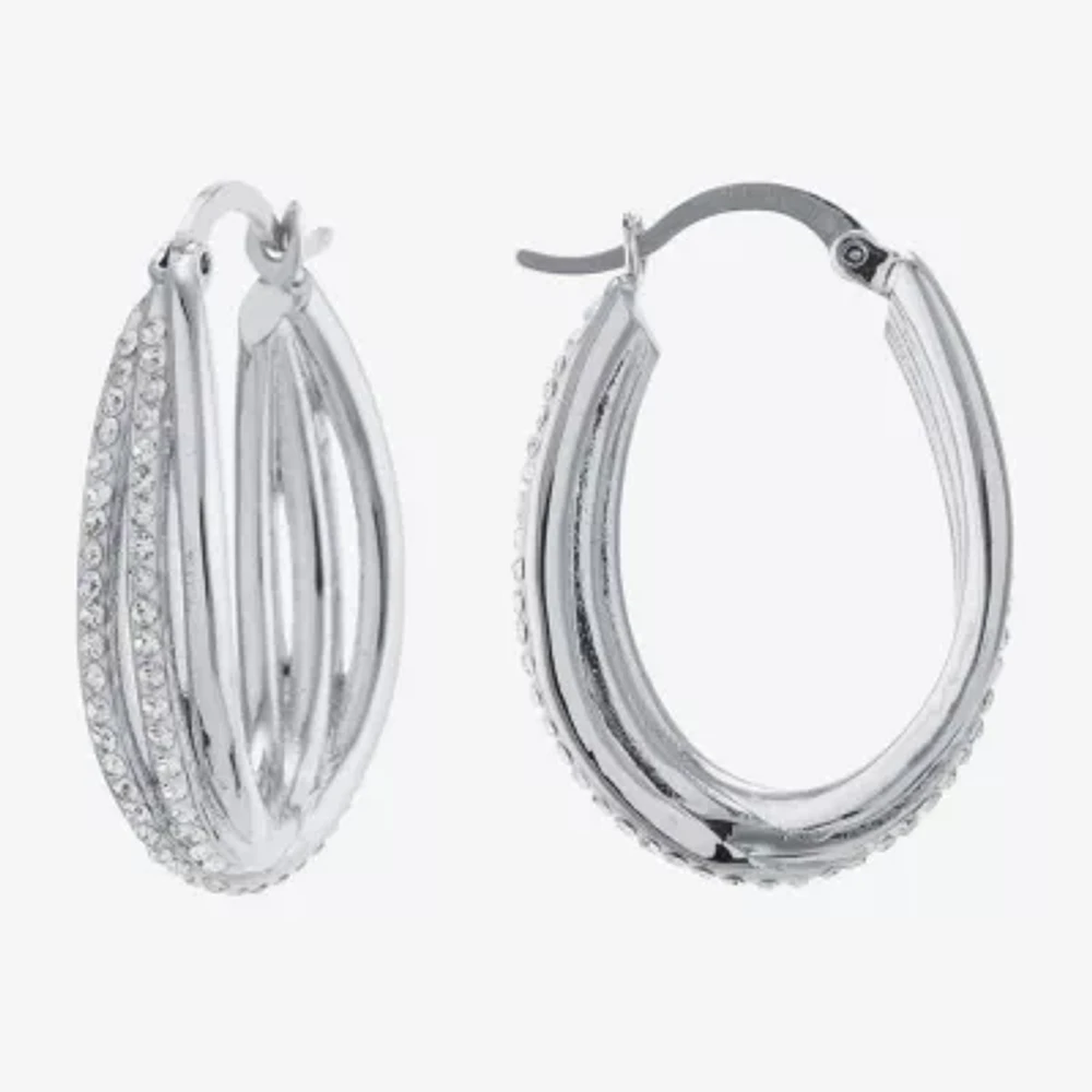Sparkle Allure Womens Crystal 30mm Hoop Earrings