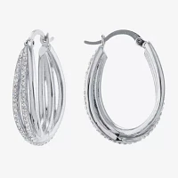 Sparkle Allure Womens Crystal 30mm Hoop Earrings