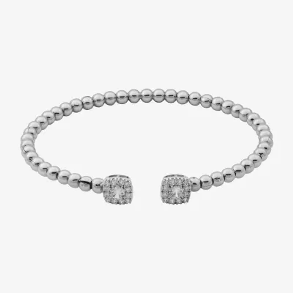 Sparkle Allure Cubic Zirconia Pure Silver Over Bronze Cuff Bracelet