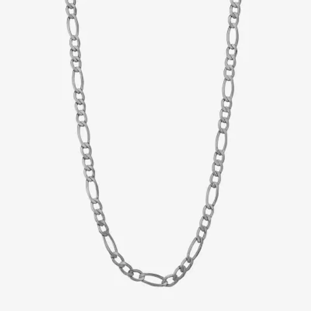 14K White Gold 18-24" 5mm Hollow Figaro Chain Necklace