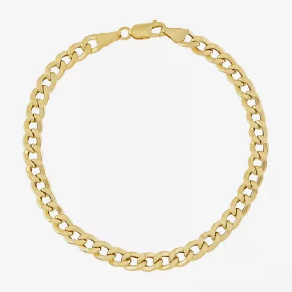 Mens 10K Gold 8.5 - 10 Inch 6mm Semi-Solid Curb Bracelet