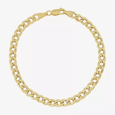 Mens 10K Gold 8.5 - 10 Inch 6mm Semi-Solid Curb Bracelet