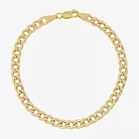 Mens 10K Gold 8.5 - 10 Inch 6mm Semi-Solid Curb Bracelet