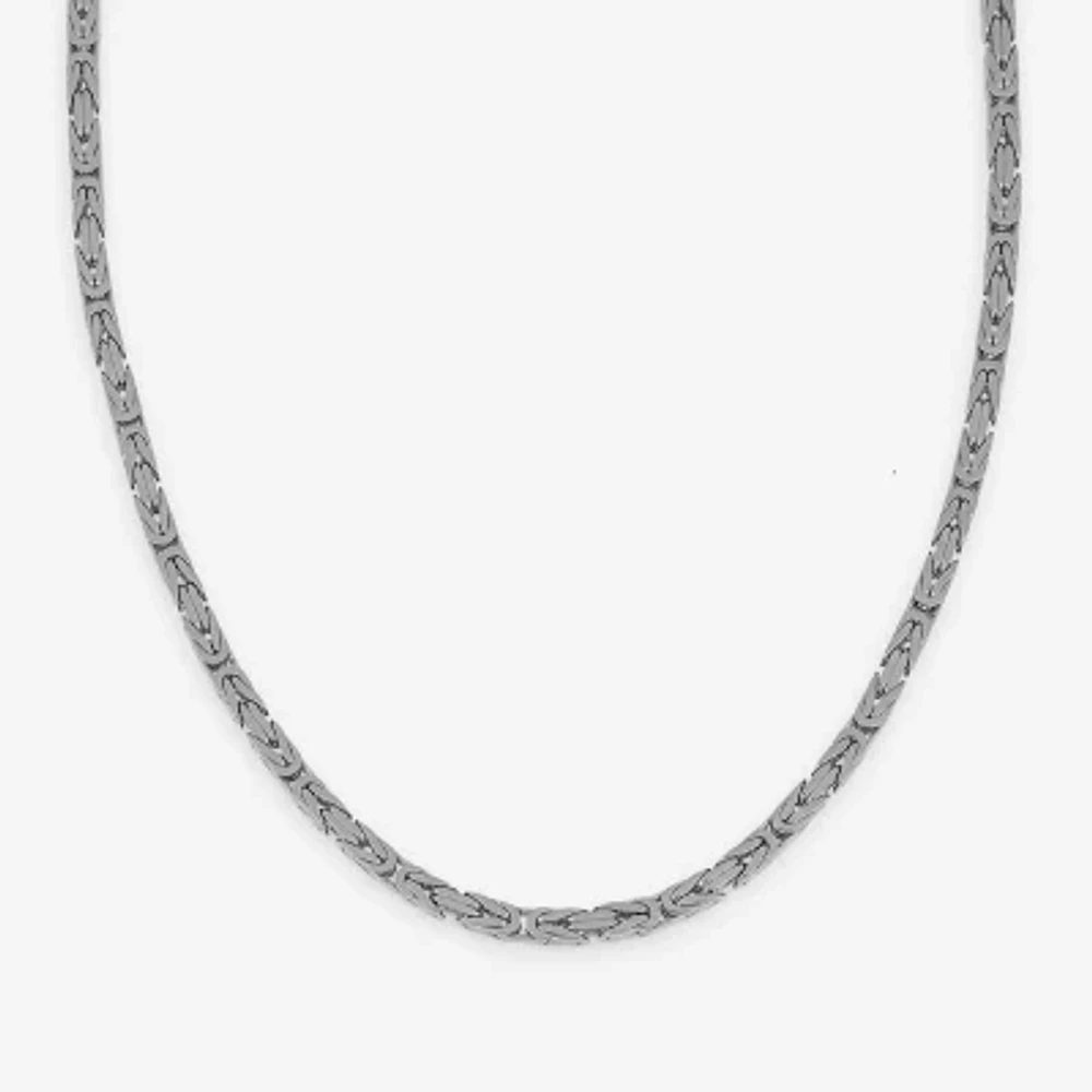 Made in Italy 14K White Gold 080 Solid Byzantine Chain