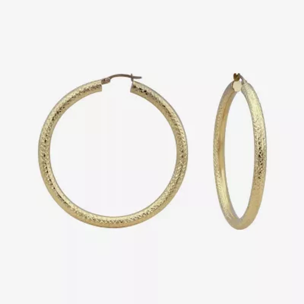 14K Yellow Gold Diamond-Cut 50mm Hoop Earrings