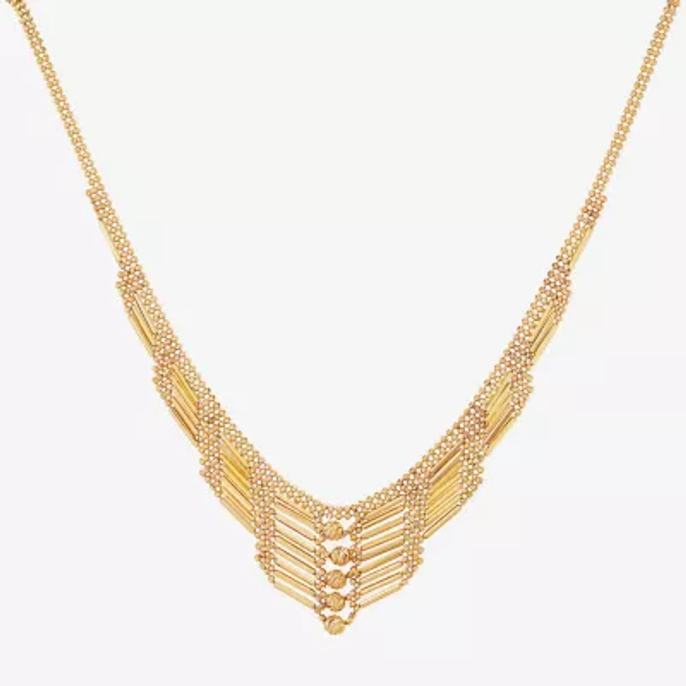 Womens 14K Gold Beaded Necklace
