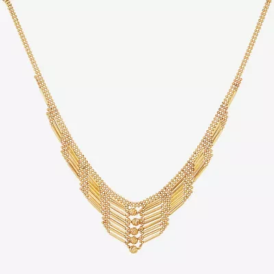 Womens 14K Gold Beaded Necklace