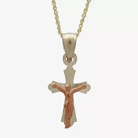 Rene Bargueiras® 14K Two-Tone Gold Crucifix Pendant Necklace