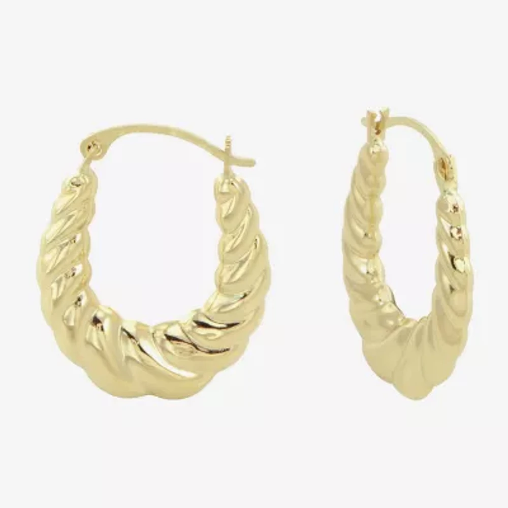 Croissant Womens 14K Gold 17mm Round Hoop Earrings