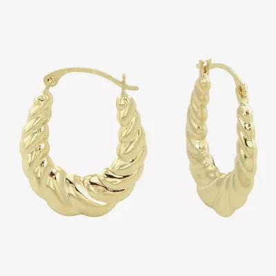 Croissant Womens 14K Gold 17mm Round Hoop Earrings