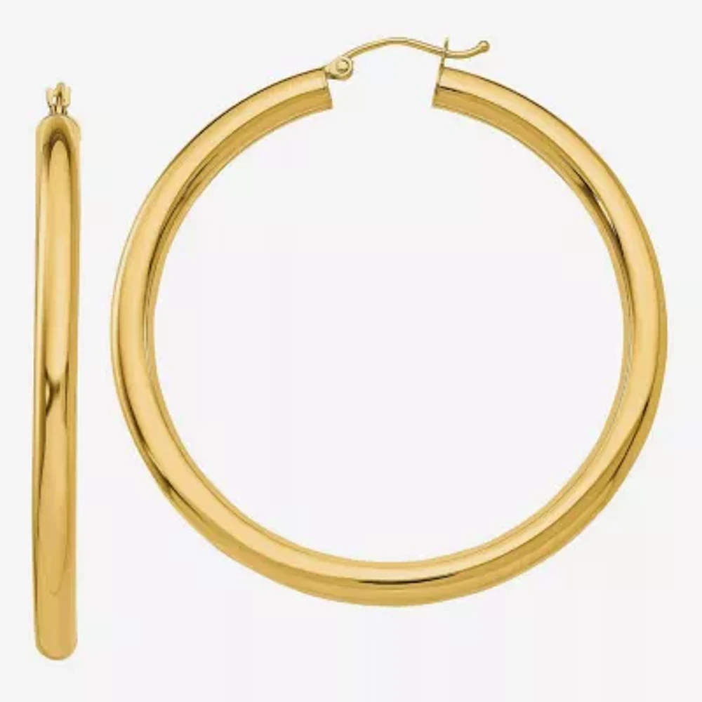 14K Gold 50mm Round Hoop Earrings