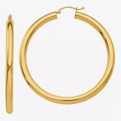 14K Gold 50mm Round Hoop Earrings