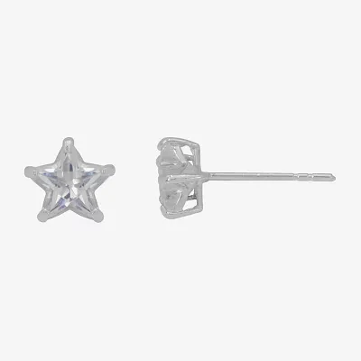 1 CT. White Cubic Zirconia 10K White Gold 5mm Star Stud Earrings