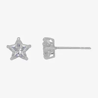 1 CT. White Cubic Zirconia 10K White Gold 5mm Star Stud Earrings