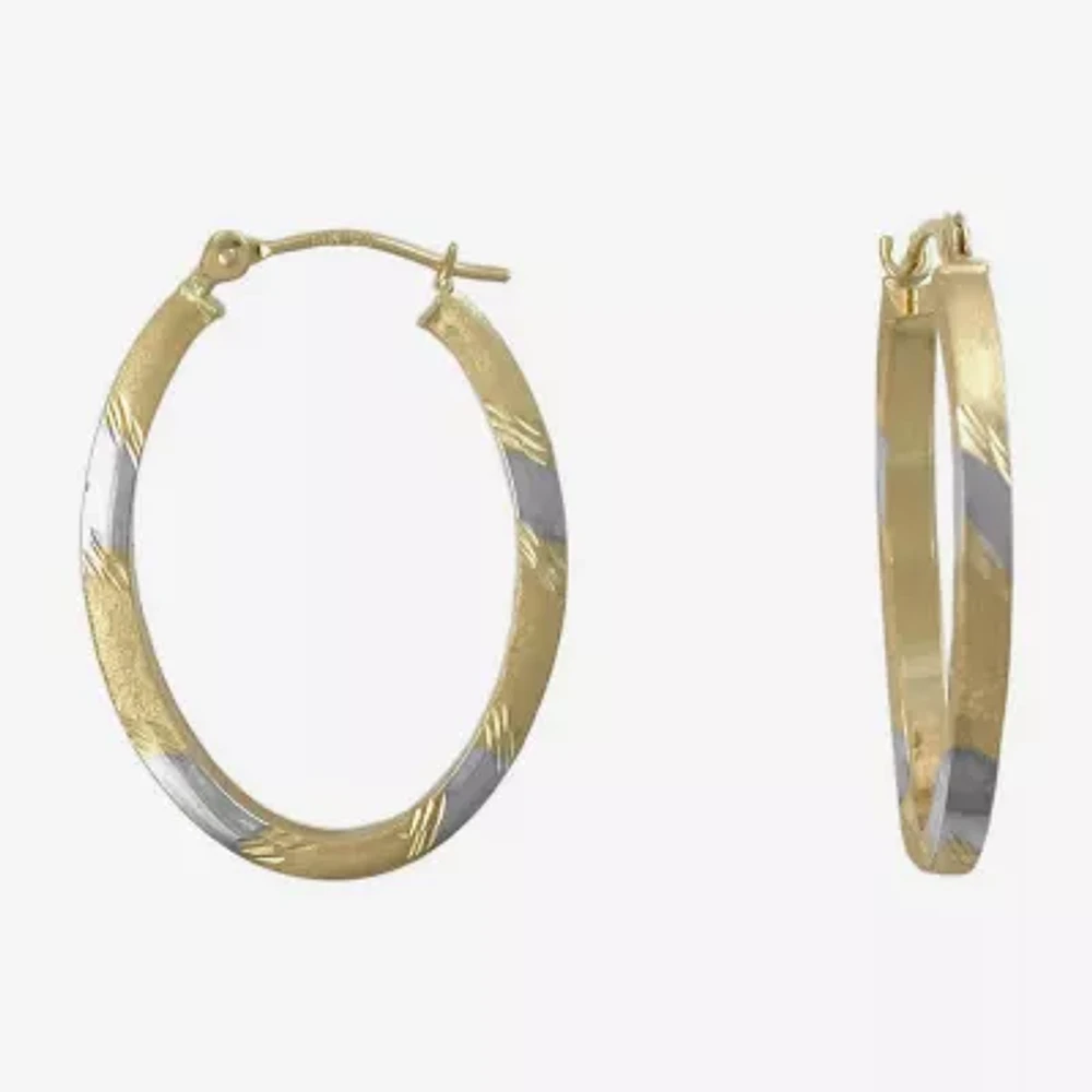 Two-Tone 14K Gold Oval Hoop Earrings