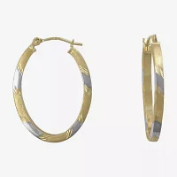 Two-Tone 14K Gold Oval Hoop Earrings