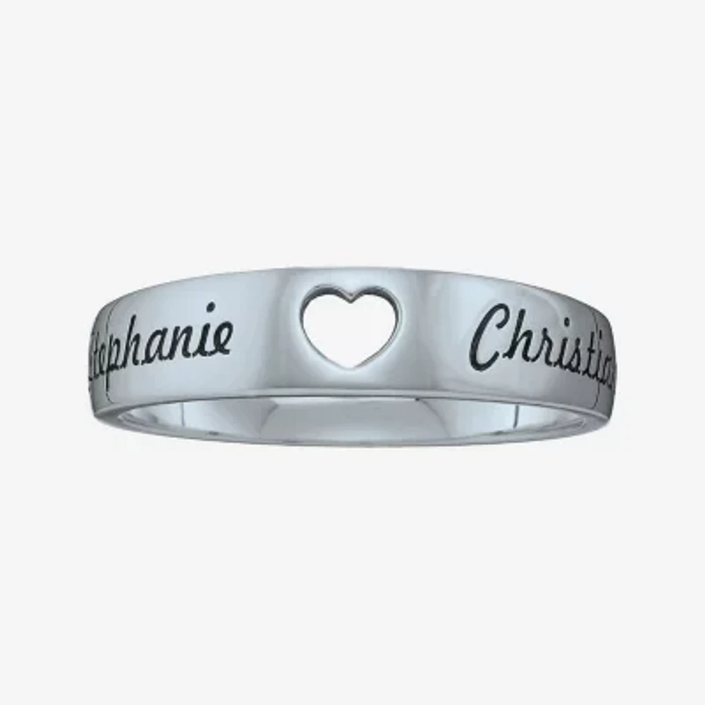 Personalized Couples Names Cutout Heart Band Ring