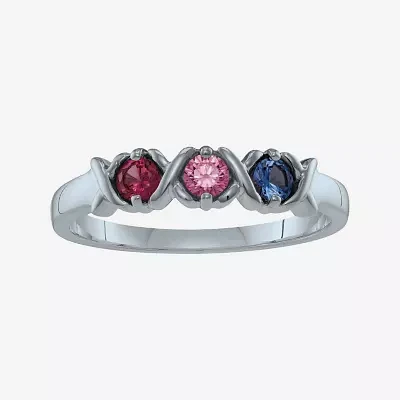 Personalized Xs and Os Birthstone Ring