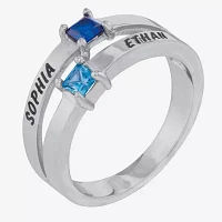 Personalized Engraved Split Shank Birthstone Ring