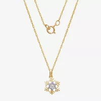 Disney Collection Made in Italy Girls 14K Gold Snowflake 15 Inch Pendant Necklace